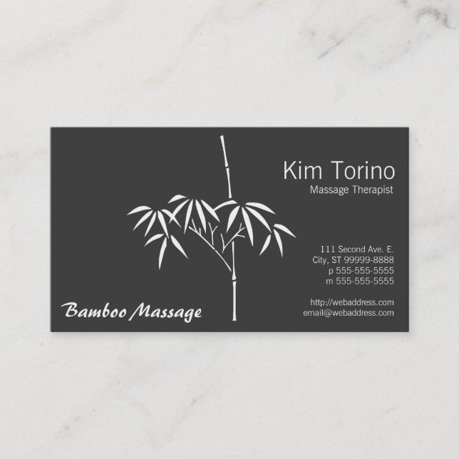 Massage Terapeut Trädgård Bambu Zen Visitkort (Framsida)