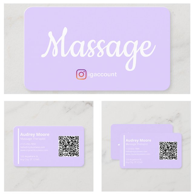 Massage Terapeut Välbefinnande Mallar QR-kod Visitkort (Massage Therapist Wellness Templates QR Code Business Card
)