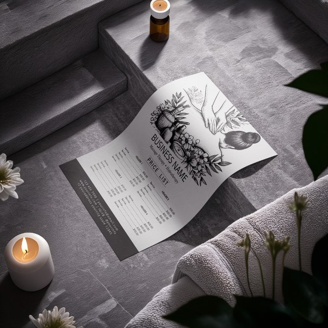 Massage Terapi Helande Händer Energi Spa Prislista Flygblad (Skapare uppladdad)