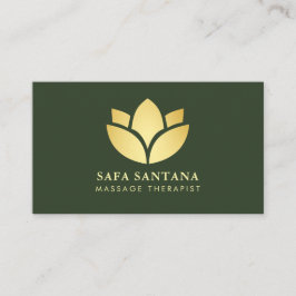 Massage Terapi Spa Lotus Blomma Mörkgrön Visitkort