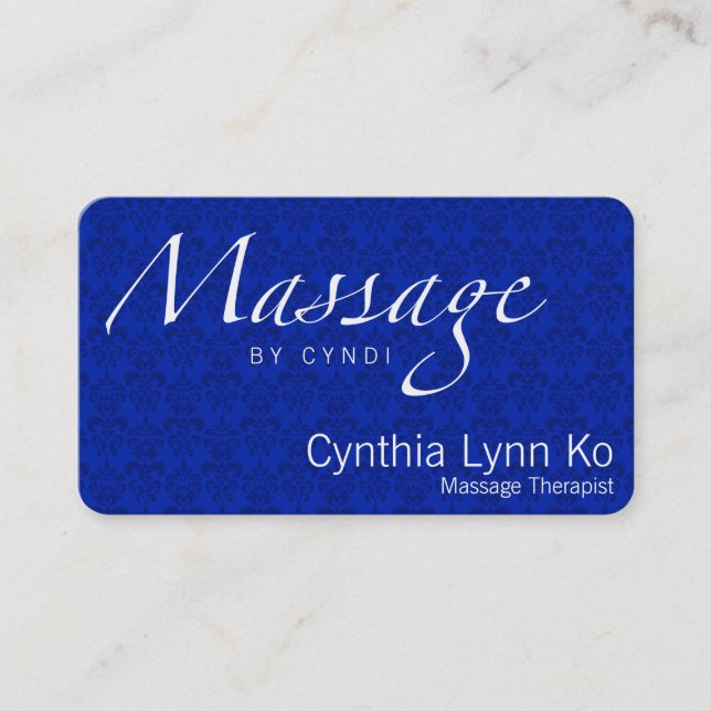 Massage Text på blå mask Visitkort (Framsida)