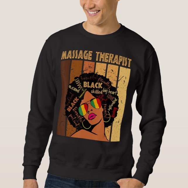 Massage Therapist Afro African American Black Hist Lång Ärmad Tröja (Framsida)