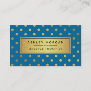 Massage Therapist Blue och Guld Glitter Polka dots Visitkort