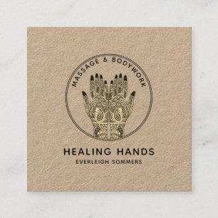 Massage Therapist Body Work Mehndi Henna Kraft Fyrkantigt Visitkort
