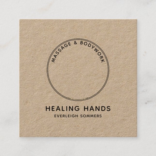 Massage Therapist Body Work Mehndi Henna Kraft Fyrkantigt Visitkort (Framsida)