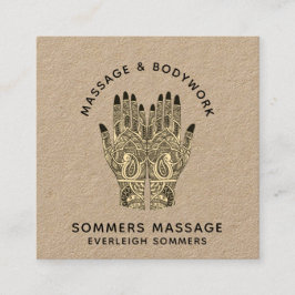 Massage Therapist Body Work Mehndi Henna Kraft Squ Fyrkantigt Visitkort