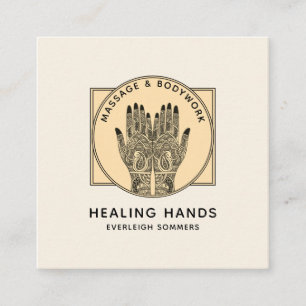 Massage Therapist Body Work Mehndi Henna Square Bu Fyrkantigt Visitkort