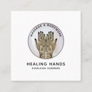 Massage Therapist Body Work Mehndi Henna Square Fyrkantigt Visitkort