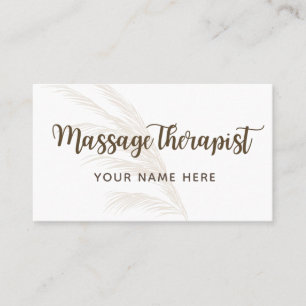 Massage Therapist Boho Calligraphy Simple Minimal Visitkort