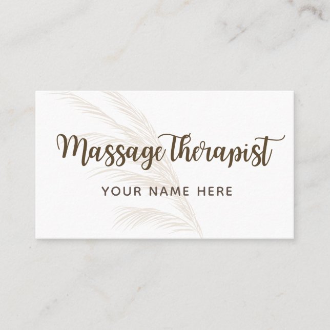 Massage Therapist Boho Calligraphy Simple Minimal Visitkort (Framsida)