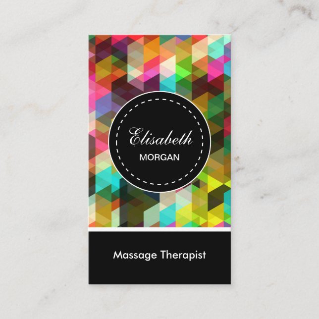 Massage Therapist- Colorful Mosaic Mönster Visitkort (Framsida)