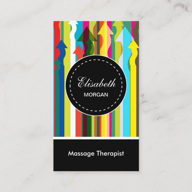 Massage Therapist- Colorful Rand Mönster Visitkort (Framsida)