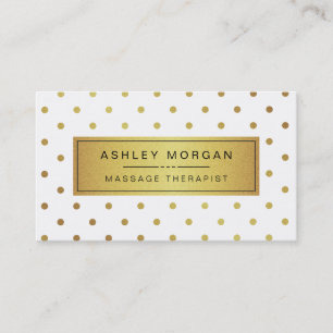 Massage Therapist - Cute Guld Polka dots Visitkort