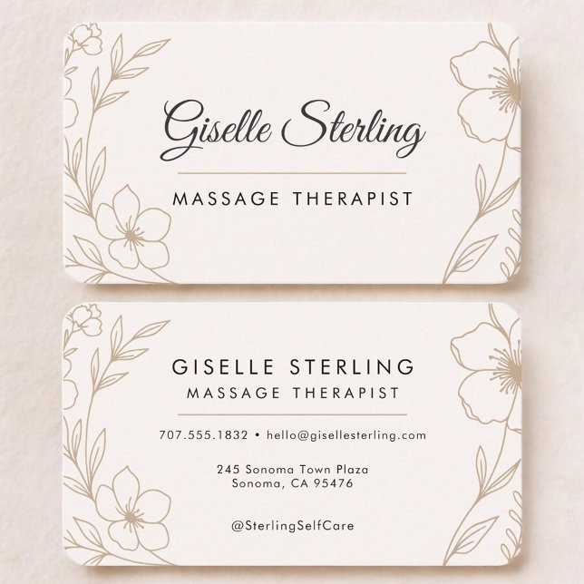 Massage Therapist Floral Visitkort (Skapare uppladdad)