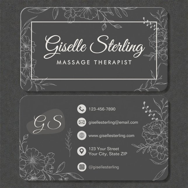 Massage Therapist Floral Visitkort (Skapare uppladdad)