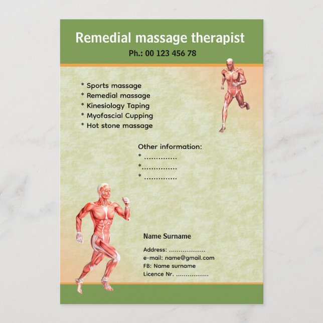 massage therapist  flyer template  inbjudningar (Framsida)
