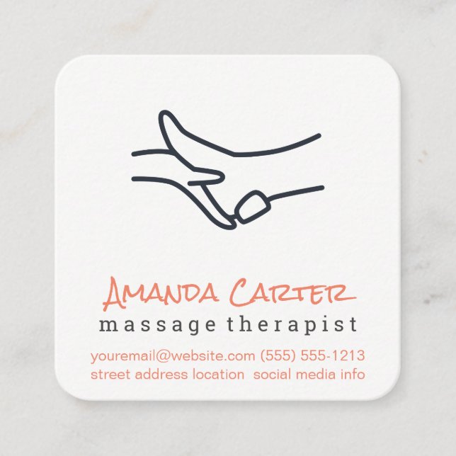 Massage Therapist | Fysisk terapi Fyrkantigt Visitkort (Framsida)