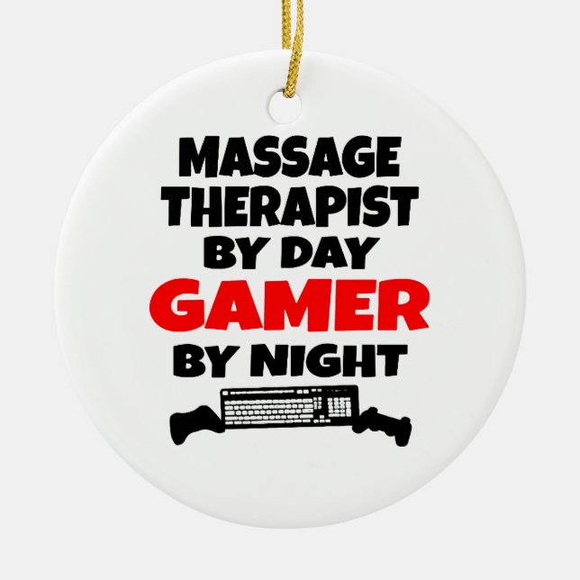 Massage Therapist Gamer Julgransprydnad Keramik (Framsidan)