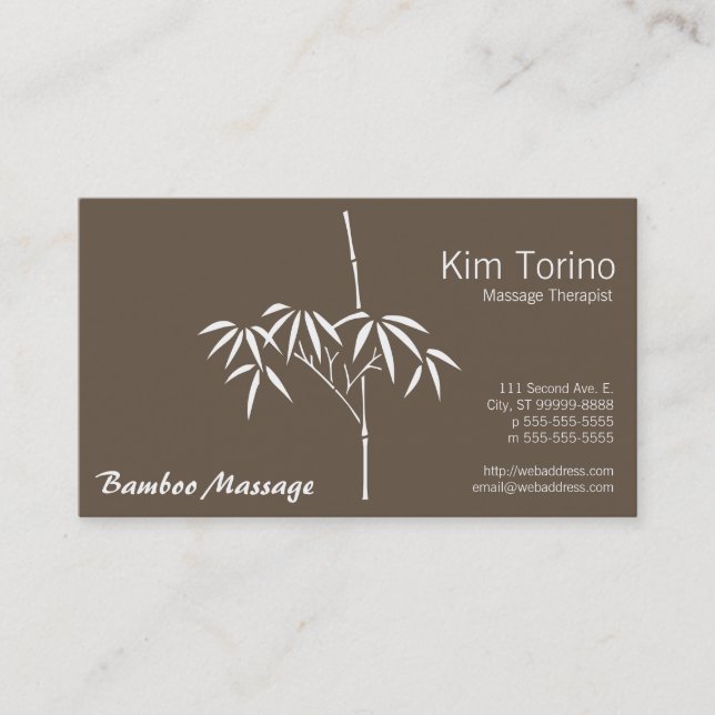 Massage Therapist Garden Bamboo Visitkort (Framsida)