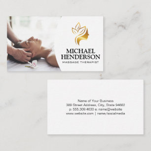 Massage Therapist Guld Beauty Logotyp Visitkort