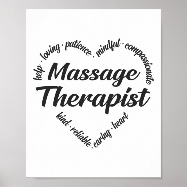 Massage Therapist Heart Ord Cloud Poster (Framsidan)