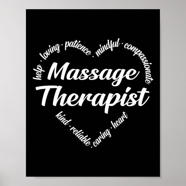 Massage Therapist Heart Ord Cloud Poster (Framsidan)