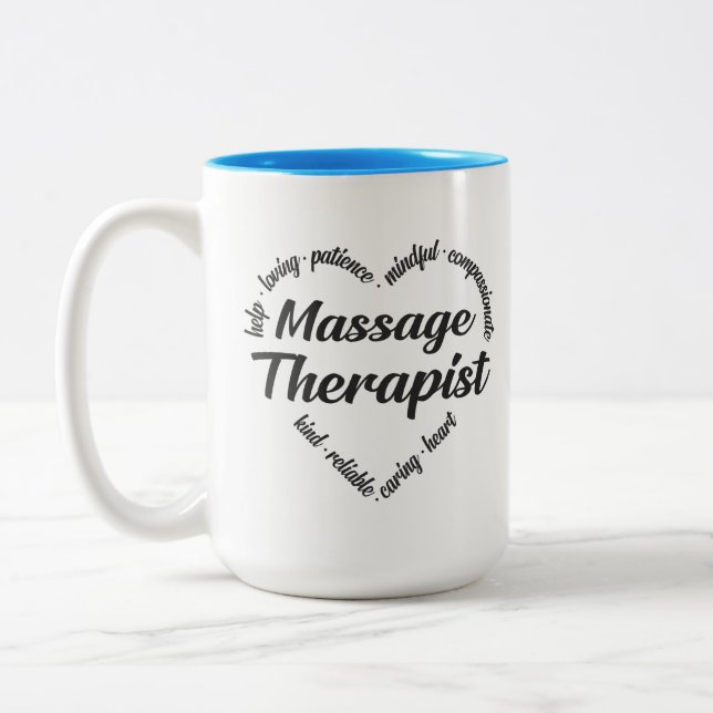 Massage Therapist Heart Ord Cloud Två-Tonad Mugg (Vänster)