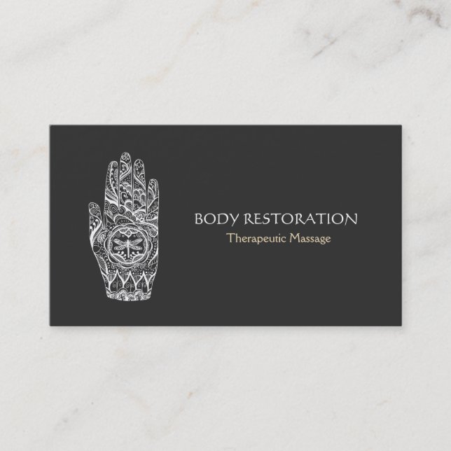 Massage Therapist Henna Dragonfly Tattoo Hand 5a Visitkort (Framsida)