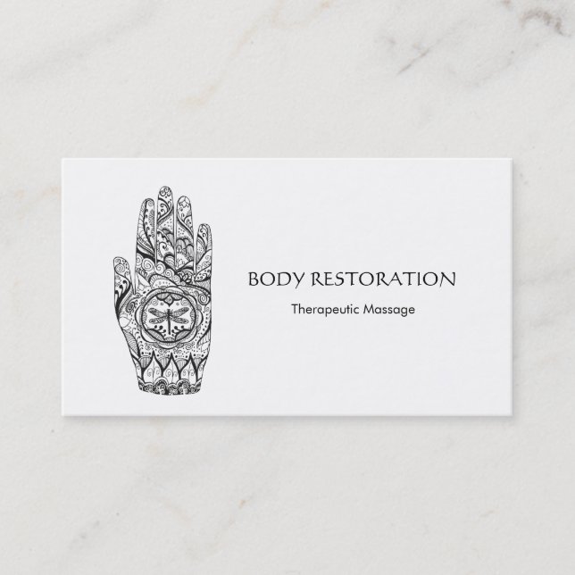 Massage Therapist Henna Dragonfly Tattoo Hand 7 Visitkort (Framsida)