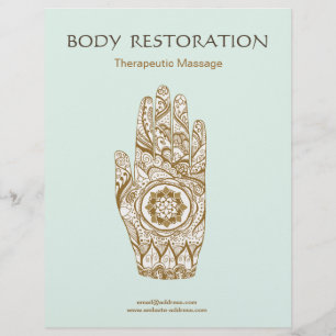 Massage Therapist Henna Hand Lotus Reklamblad