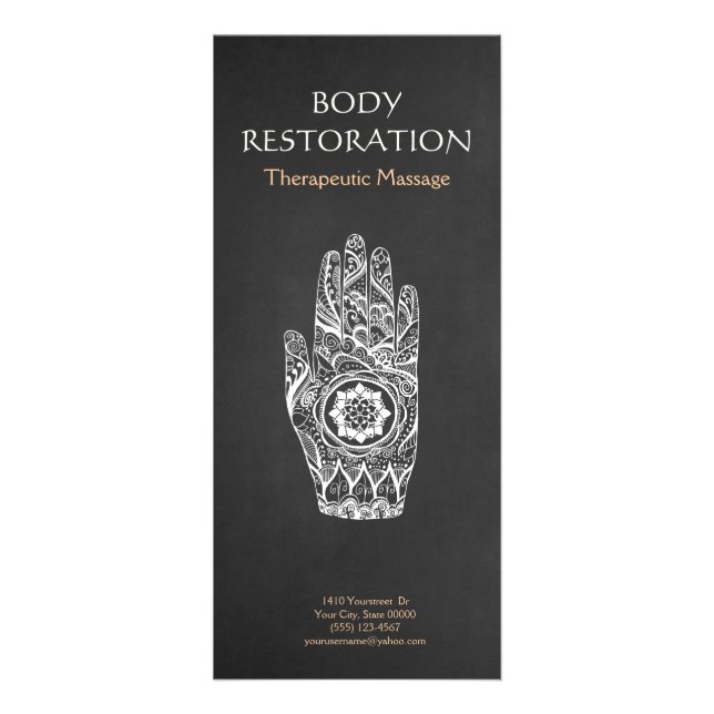 Massage Therapist Henna Lotus Tattoo Hand 4 Reklamkort (Framsidan)