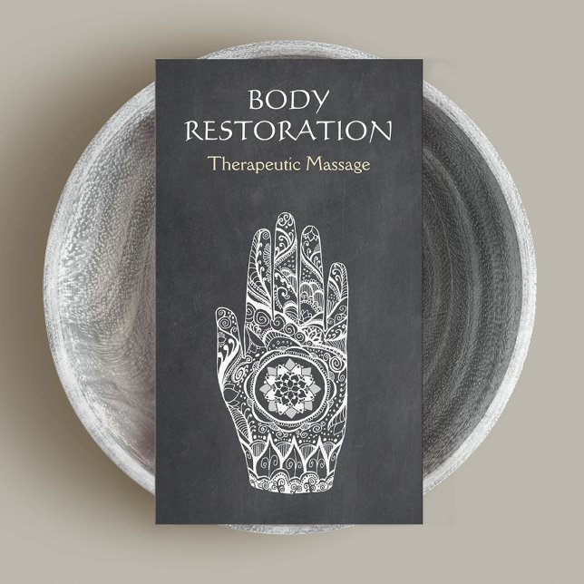 Massage Therapist Henna Lotus Tattoo Hand Visitkort (Skapare uppladdad)