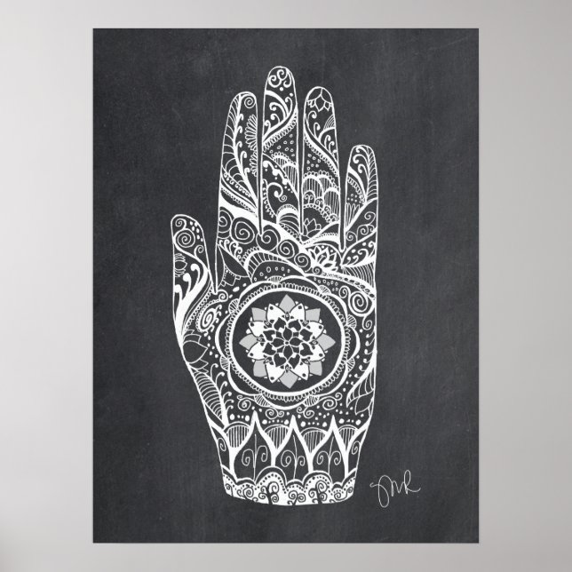 Massage Therapist Henna Tattoo Hand Lotus Poster (Framsidan)