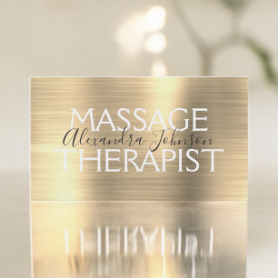 Massage Therapist i guld Metall Visitkort