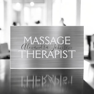 Massage Therapist i silver Metall Visitkort