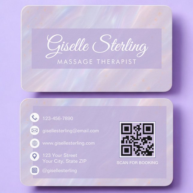 Massage Therapist Iridescent QR Code Professional Visitkort (Skapare uppladdad)