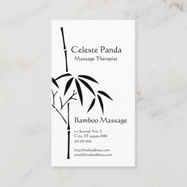 Massage Therapist Japanska Garden Bamboo Visitkort (Framsida)