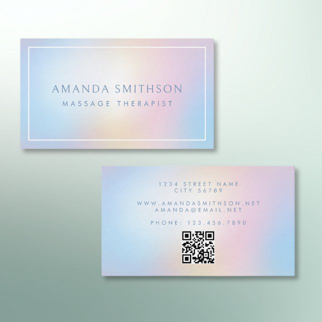 Massage Therapist Light Soft Gradient QR-kod Visitkort (Skapare uppladdad)