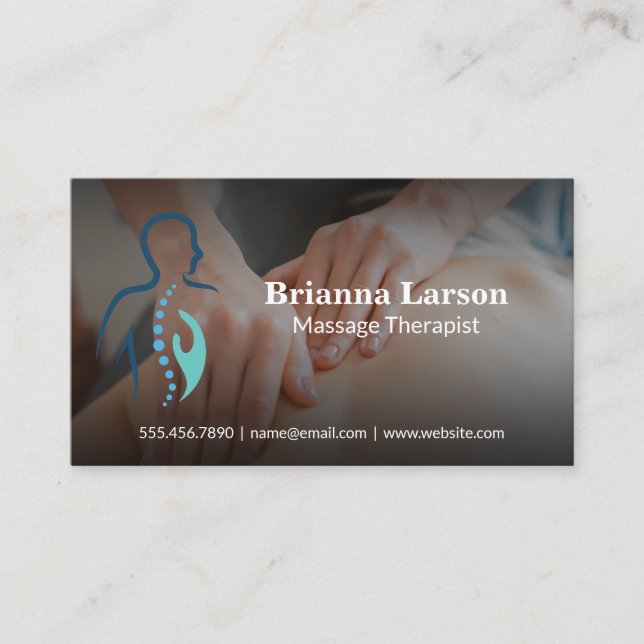 Massage Therapist Logotyp | Bakåtmasssession Visitkort (Framsida)
