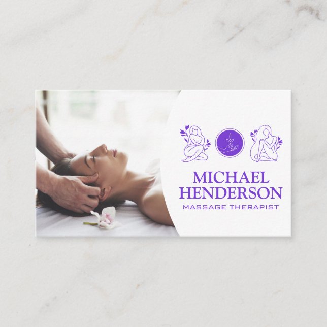 Massage Therapist | Logotyp för skönhetshälsa Visitkort (Framsida)