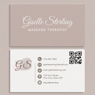 Massage Therapist Mauve Elegant QR kod Visitkort