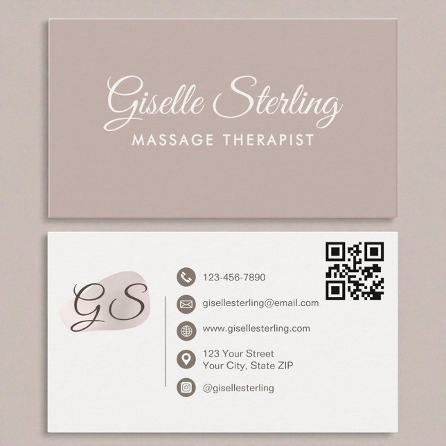 Massage Therapist  Mauve Elegant QR kod Visitkort (Skapare uppladdad)