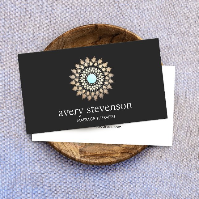 Massage Therapist och Yoga i guld Lotus Mandala Visitkort (Skapare uppladdad)