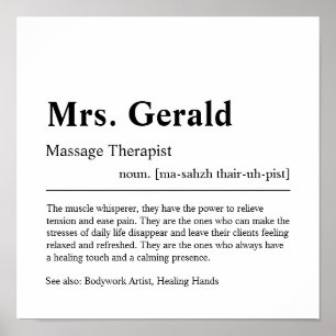 Massage Therapist Personlig Gift Poster