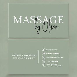 Massage Therapist Sage Green  Visitkort