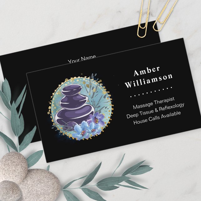 Massage Therapist Salon Spa Stylist Zen Stones Visitkort (Skapare uppladdad)