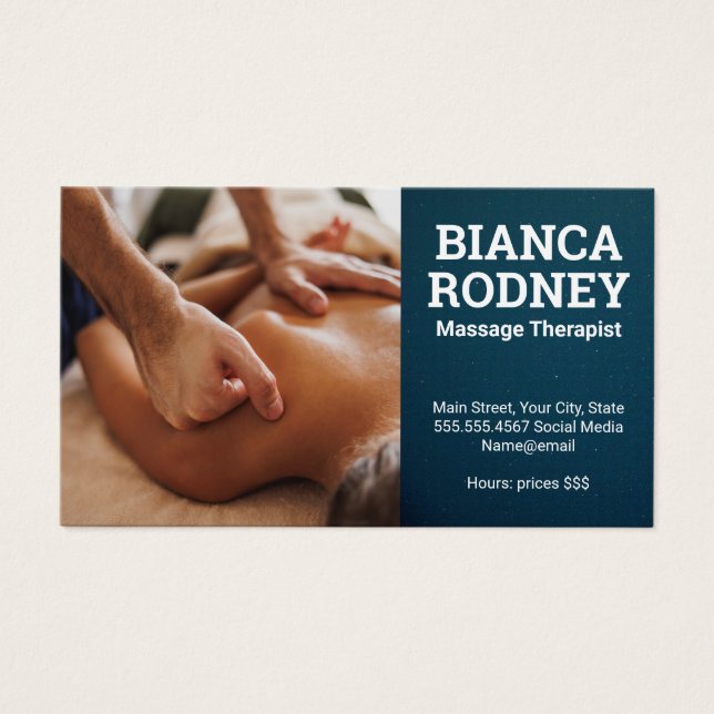 Massage Therapist Session | Bakmassage Visitkort (Framsidan)