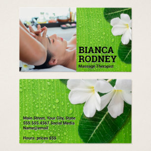 Massage Therapist Session Blommor Löv Visitkort