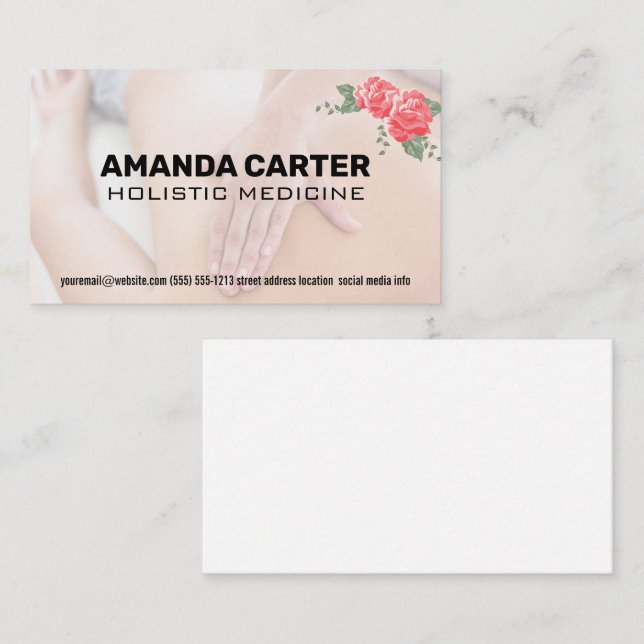 Massage Therapist Session | Blommor Visitkort (Fram/baksida)