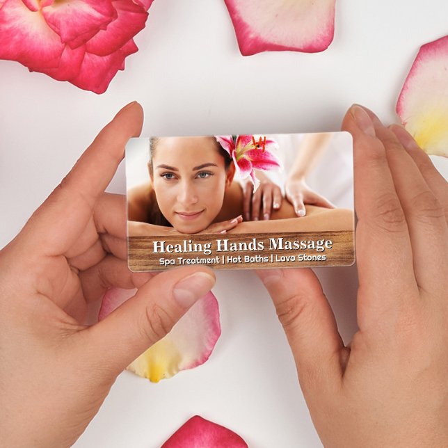 Massage Therapist Session | Kvinnlig leende Visitkort (Skapare uppladdad)